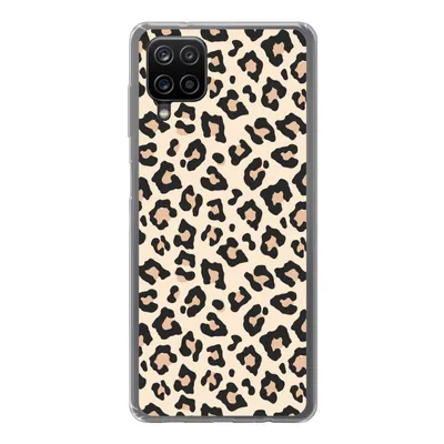 Produktbild von MuchoWow® Handyhülle Schutzhülle Hülle für Samsung Galaxy A12 Weiß - Rosa - Leopardenmuster Silikon Softcase Handy Hülle - Bild