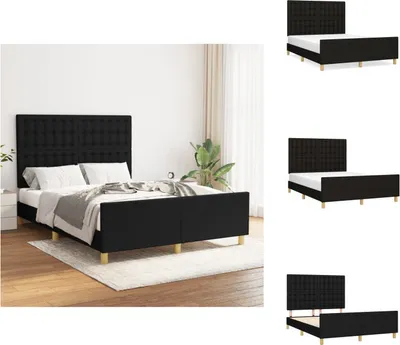 Immagine prodotto di vidaXL Struttura letto con testiera in tessuto nero 140x200 cm - Letti e strutture letto