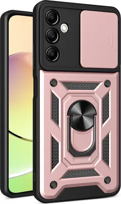 Produktbild von Hülle für Samsung Galaxy A14 5G/4G mit Ring Ständer Halter Dia Kameraschutz TPU PC Hybrid Handyhülle Roségold