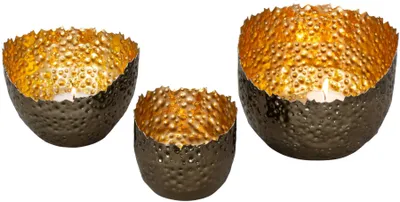 Produktbild von 3er Set Dekoschalen versch. Größen schwarz gold Teelichthalter Tischdeko Deko