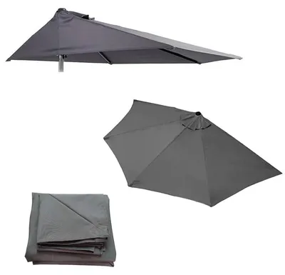Immagine prodotto di Ombrellone parasole a forma di mezzaluna, pieghevole, con protezione UV, grigio, diametro 2,7 metri