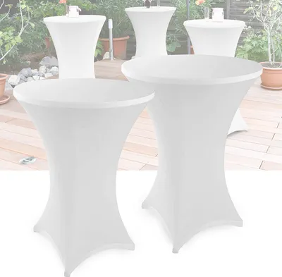 Zdjęcie produktu dla Yakimz 2szt pokrowiec na stół barowy Stretch Elastique White Pokrowiec stretch Premium na standardowe stoły bistro / stoły barowe rozciągliwy pokrowiec na stół Ø 60-65 cm