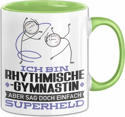 Produktbild von RhythmischeGymnastin Geschenk Tasse Ich Bin RhythmischeGymnastin Aber Sag Doch Einfach Superheld Lustige Geschenkdiee für RhythmischeGymnastin Kaffee-Becher (Grün)