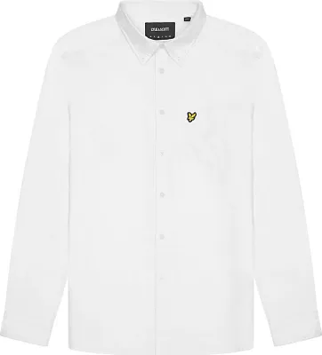 Obrázek produktu pro Lyle & Scott Jednobarevná oxfordská košile s dlouhým rukávem, bílá, velikost S, pánská, bílá, velikost S