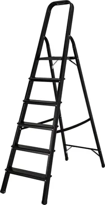 Produktbild von Craftfull Stehleiter CF-133A - Black Edition - Aluminium-Haushaltsleiter - Ablage - Gummi-Standfüße - Anti-Rutsch - 2-6 Stufen - 150 kg (6 Stufen)