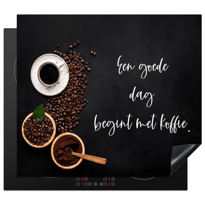 Produktbild von KitchenYeah© Herdabdeckplatte Sprichwörter - Ein guter Tag beginnt mit Kaffee - Zitate - Kaffee , 60x52cm, Küche Deko, Glaskeramikkochfeld Herdabdeckung, Abdeckplatte fùr Kochfeld