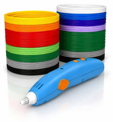 Produktbild von Bearware 3D Stift für Kinder, 10 W, kabelloser 3D-Druckstift Kreativ-Set, 17 PCL-Filamentrollen in 11 Farben, 10 Schablonen, Motor-Einheit, USB-C Akku, blau