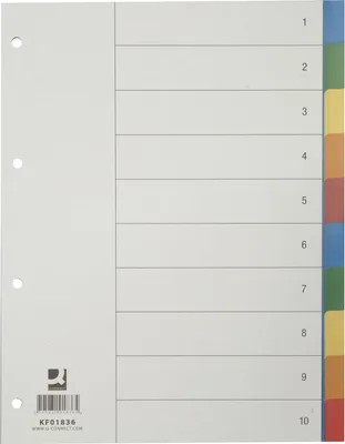 Obrázek produktu pro Q-Connect® KF01836 Register - blanko, PP, A4, 10 Blatt, Taben 2x 5-farbig
