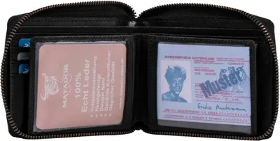 Produktbild von MATADOR BADALONA Damen Herren Leder Geldbörse RFID Karo Schwarz