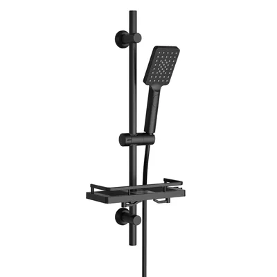 Immagine prodotto di JOHO Colonna Doccia in Acciaio inox ,70cm Asta Doccia Saliscendi con Doccetta a 3 Getti, Supporto per Soffione Doccia Tubo per Bagno Rettangolare nero