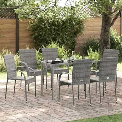 Produktbild von vidaXL Gartenstühle Stapelbar 6 Stk. Grau Poly Rattan