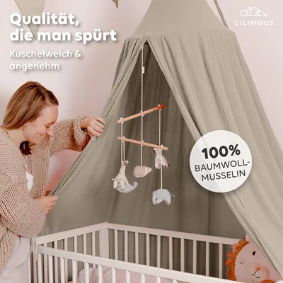Immagine prodotto di Baldacchino beige chiaro senza applicazione dorata - Cielo letto per cameretta