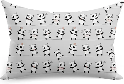 Produktbild von Kissenbezug, 35 x 40 cm, Hauptkissenbezug, flauschig, aus 100% Baumwolle, -, mit Reißverschluss, Panda-Motiv, grau