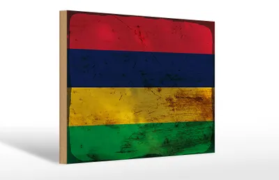 Produktbild von Holzschild Flagge Mauritius 30x20cm Flag Mauritius Rost