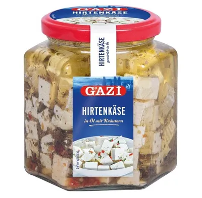 Obrázek produktu pro Gazi pastýřský sýr 6x 300g 45% tuku kravský sýr olej s bylinkami nakrájený na kostičky 100% kravské mléko