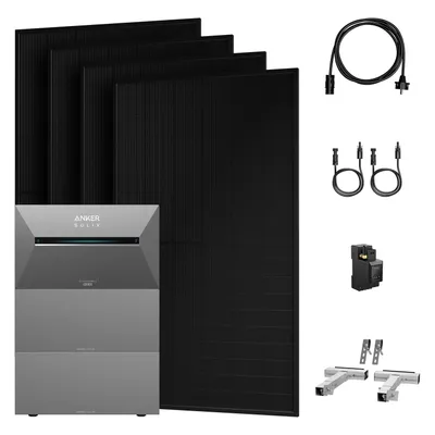 Produktbild von Anker SOLIX Solarbank 3 E2700 Pro mit 2x BP2700 Erweiterungsakku und 4x 500W Solarmodule, Smarter Zähler & 4x Balkon-Halterung(Silber) 0% VAT