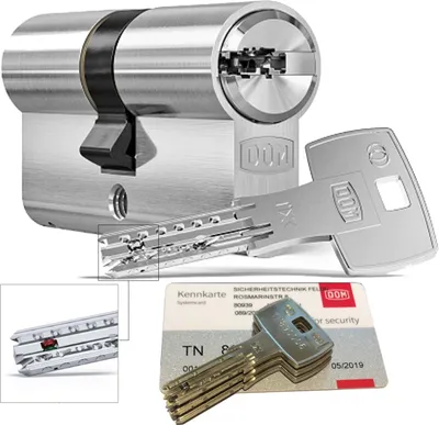 Produktbild von DOM iX Twido 333iX7TW Doppelzylinder mit 3 Schlüssel, Länge (a/b) 30/30mm (c= 60mm), mit Sicherungskarte, mit Not- u. Gefahrenfunktion
