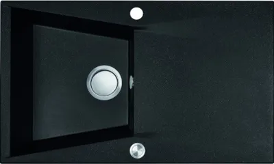 Produktbild von BADLAND Spülbecken Granitspüle Einzelbecken Grenada 48x78 Schwarz mit Ablaufplatte | Siphon im SET!