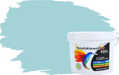Produktbild von RyFo Colors Bunte Wandfarbe Manufakturweiß Gletscherblau 3l - weitere Blau Farbtöne und Größen erhältlich, Deckkraft Klasse 1, Nassabrieb Klasse 1
