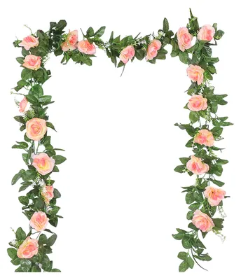 Produktbild von 220 cm künstliche Rosengirlande, realistische Hängedekoration für drinnen und draußen, künstliche Blumenranken, ideal für Hochzeiten, Partys, Frühlingsdekorationen, Kaminsims, Veranda oder Treppenaufgang.