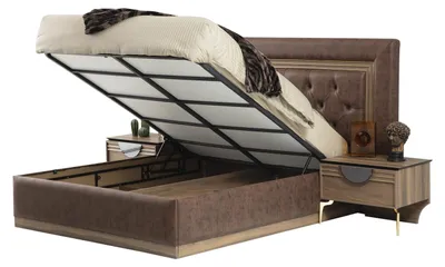 Produktbild von Bett 2x Nachttische 3tlg.Schlafzimmer Set Design Luxus Schlafzimmer Neu