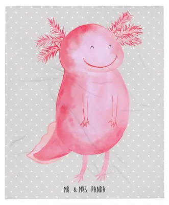 Produktbild von Mr. & Mrs. Panda Decke Axolotl Glücklich - Grau Pastell - Geschenk, Lebensfroh, Lurch, Sofaüberwurf, gut Gelaunt, Warme, Schwanzlurch, Tagesdecke, Wohndecke, Kuscheldecke