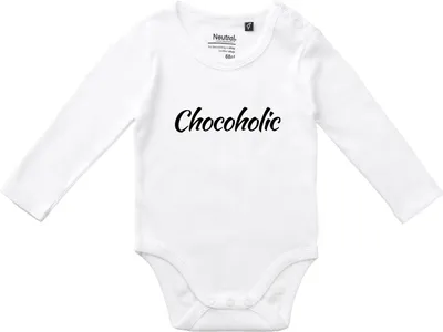 Produktbild von Huuraa Baby Body Chocoholic Schriftzug 74 White  Baumwolle Fairtrade Langarmbody Geschenkidee