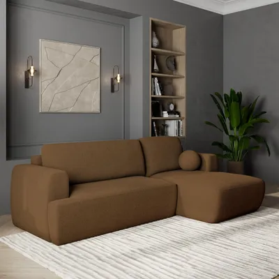 Produktbild von Masseno Ecksofa SENTI N R-S mit Schlaffunktion L-Form, Sofa mit Bettkasten, Wohnzimmersofa, Couch, Soffa, Bettsofa, Couchgarnitur- Braun, NOW OR NEVER 56