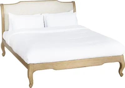 Produktbild von Bett 160x200 aus Eiche und Premium-Leinen