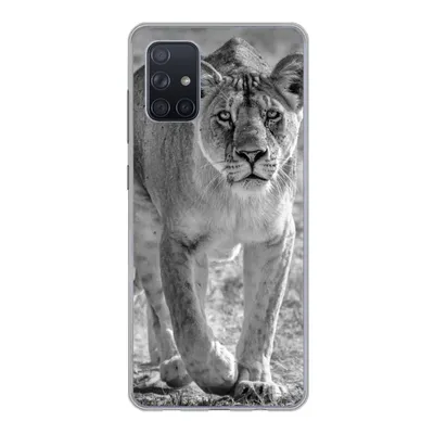 Produktbild von MuchoWow® Handyhülle Schutzhülle Hülle für Samsung Galaxy A51 Löwe - Schwarz - Weiß Silikon Softcase Handy Hülle - Schutzabdeckung