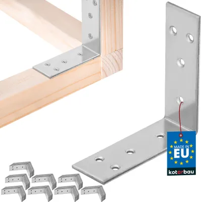 Produktbild von KOTARBAU® 100 Stk. Winkelverbinder 60 x 60 x 20 mm verzinkter Stahl Silber Schwerlastwinkel Balkenverbinder Möbelwinkel Winkelblech Holzverbinder Regalwinkel Winkel Metall Stabil Langlebig Stahlwinkel