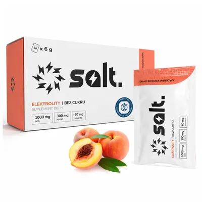Zdjęcie produktu dla Elektrolity Bez Cukru salt. Brzoskwiniowe 30 saszetek – Magnez, Potas, Sód | Minerały w proszku do rozpuszczenia w wodzie