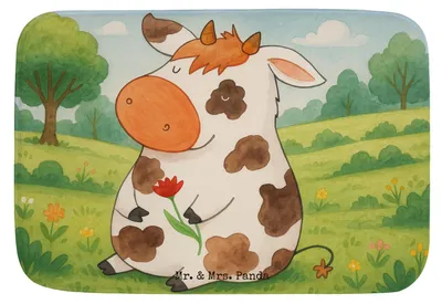 Produktbild von Mr. & Mrs. Panda Badvorleger Kuh Design - Weiß - Geschenk, Landwirtin, Flausen, Kühe, Badematte, Hof, Motivtion, Vorleger Bad, Badezimmerteppich, duschmatte, Spruch