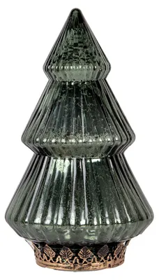 Produktbild von Clayre & Eef Weihnachtsdekoration mit LED-Beleuchtung Weihnachtsbaum Ø 13x23 cm Grün Glas