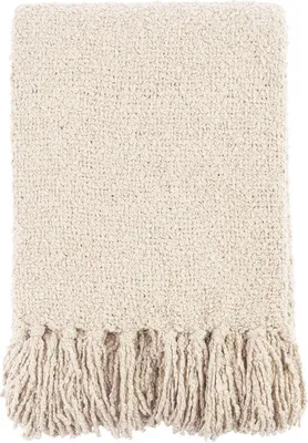 Produktbild von Unyqoos® Plaid Bouclé-Wohndecke 130 x 170 cm – 100% Polyester, Écru, kuschelige Überwurfdecke, nachhaltig, handwaschbar