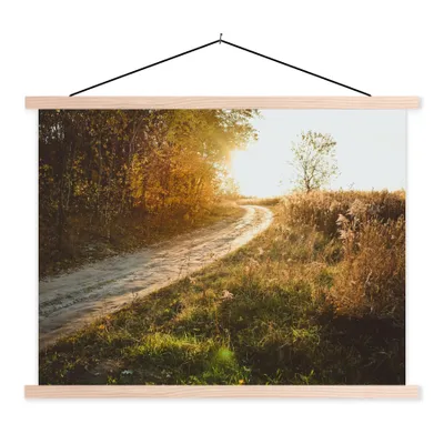 Produktbild von MuchoWow® Textilposter Weg - Natur - Baum 120x90 cm mit holzfarbenen Rahmen - Magnetisch