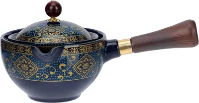 Obrázok produktu pre Japonská keramická čajová kanvica s drevenou rukoväťou a sitkom na čaj - retro čajník