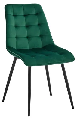 Produktbild von Esszimmerstuhl - Ohne Armlehnen - Gepolstert, Stoffbezug - Metallbeine - Modernes Design - Für Küche & Esszimmer - Grün