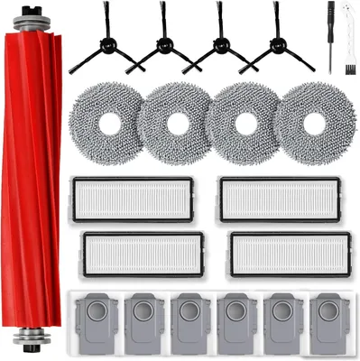 Produktbild von 21 Stück Zubehörset für Roborock Qrevo S/Qrevo Pro/Qrevo MaxV Saugroboter, Ersatzteile 1 Hauptbürste 6 Staubbeutel 4 Wischpad 4 HEPA Filter 4 Seitenbürste 1 Reinigungszubehör 1 Schraubendreher