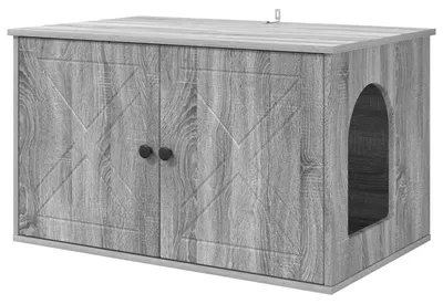 Obrázok produktu pre vidaXL, mačací domček Sonoma, sivý, 85 x 55 x 50,5 cm, drevotrieska