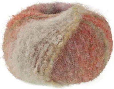 Produktbild von Lana Grossa GIGANTE MULTI 50 g Voluminöses Alpakagarn mit Effektstruktur im farbenfrohen Ringelmix 150 m  Farbe 108 - Grün-/Sandbeige/Blasslila/Flieder/Dunkelrot/Perl-/Graubeige