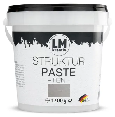 Produktbild von LM-Kreativ Strukturpaste fein 1,7 kg, Beton Grau – Texture Paste für Acrylmalerei, Impasto und Reliefs auf Leinwand, Holz und Pappe, wasserbasiert