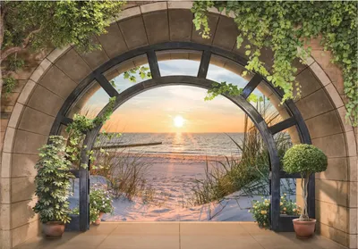 Produktbild von Vlies Fototapete 3D EFFEKT Strand Meer (254x184cm - 2 Bahnen) Fensterblick Ausblick Ostsee inklusive Kleister Wohnzimmer Schlafzimmer Wandtapete Tapete Latexdruck UV-Beständig Montagefertig