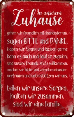 Produktbild von vianmo Blechschild 30x20 cm Zuhause sind wir eine Familie Geschenk