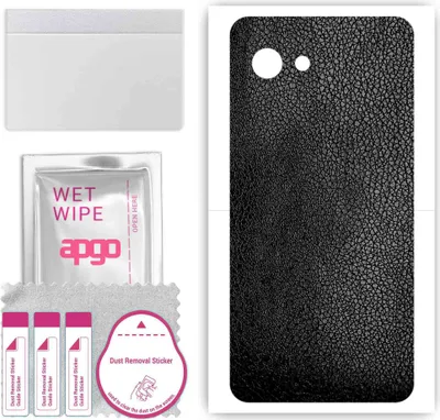 Produktbild von apgo Rückseite Schutzfolie, Skin, kompatibel mit Sharp Aquos R2 compact, Hinten Displayschutzfolie aus Vinylfolie, kratzfest, einfache Montage - Schwarzes Leder