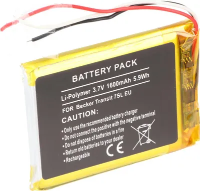 Produktbild von Akku passend für Navigationsgerät Becker Transit 7SL EU, Y16GCGAA1, EU554751P, Li-Polymer 3.7V 1600mAh 5.9Wh