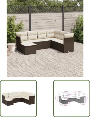 Produktbild von The Living Store 7-tlg. Garten-Sofagarnitur mit Kissen Braun Poly Rattan