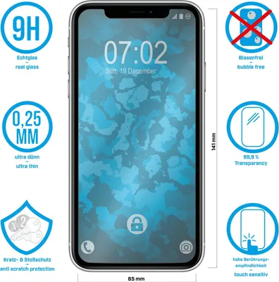 Produktbild von 2er-Pack PhoneNatic Glas-Folie klar  kompatibel mit Apple iPhone 11 / XR - Panzerglas für iPhone 11 / XR