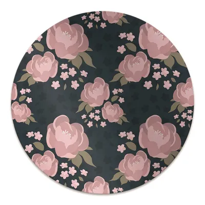 Produktbild von Rundmatte - Stuhlunterlage Bürostuhlunterlage - Rund Ø 100 cm - Bodenmatte - Fußmatte - Weinleseblumen