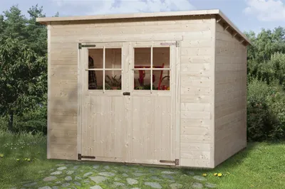 Produktbild von WEKA 325.2520.20400 Gartenhaus/Blockbohlenhaus Nova mit Doppeltür ; Größe: 3 ; Farbgebung: Naturbelassen ; Wandstärke: 19 mm ; Maße (LxBxH): 254 cm x 194 cm x 223 cm ; Seitenwandhöhe: 186 cm